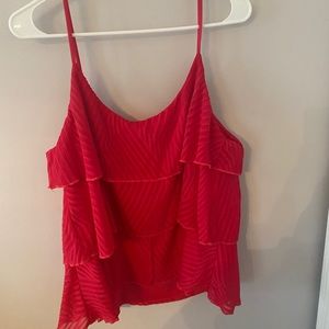 Anthropologie hot pink ruffle tank top large NWT